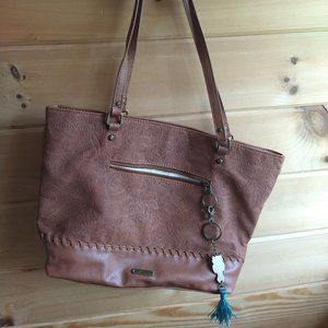 Sak Roots Brown Faux Leather Purse with Keychain